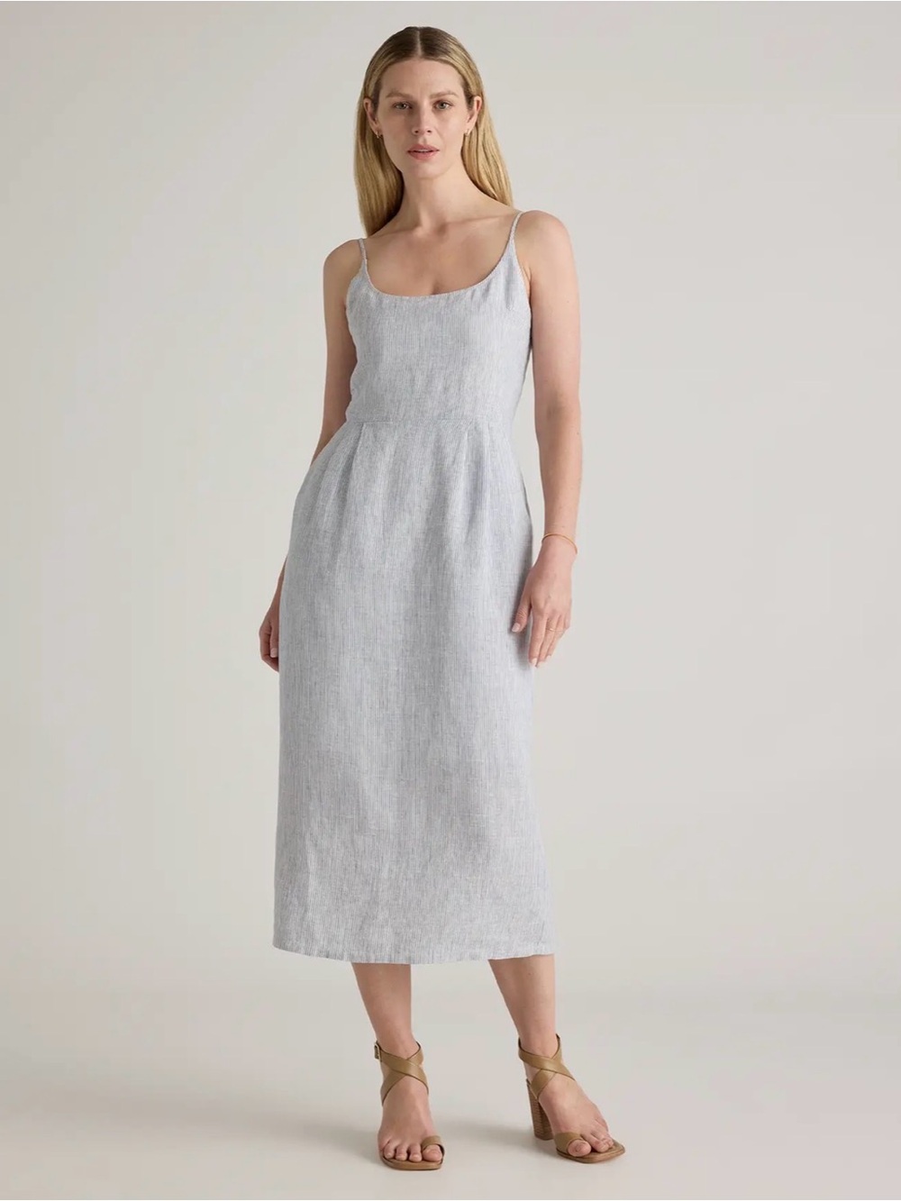 NWT Quince 100% European Linen Scoop Neck Midi Dress Size XS